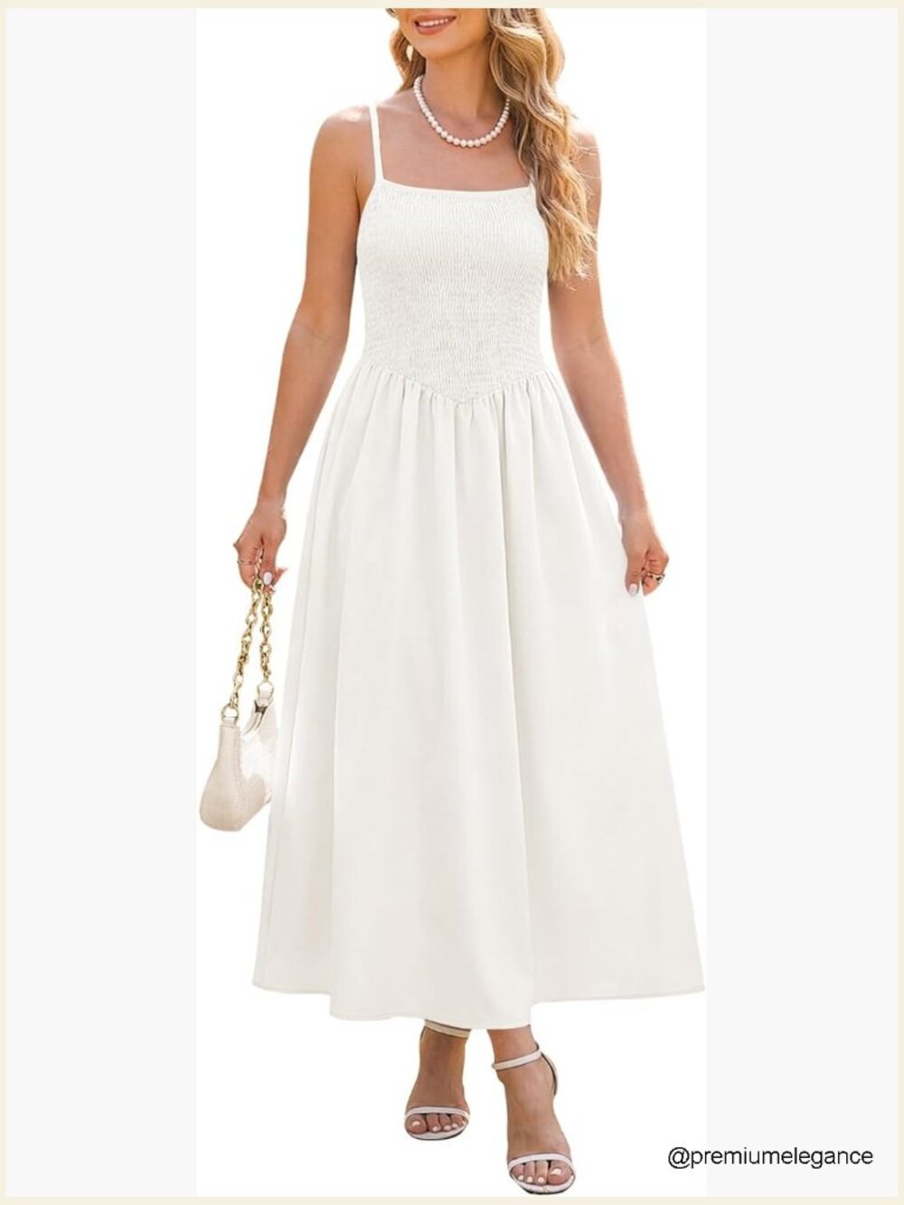 Summer Maxi Dress With Pockets, Smocked Top, Spaghetti Straps, A-Line